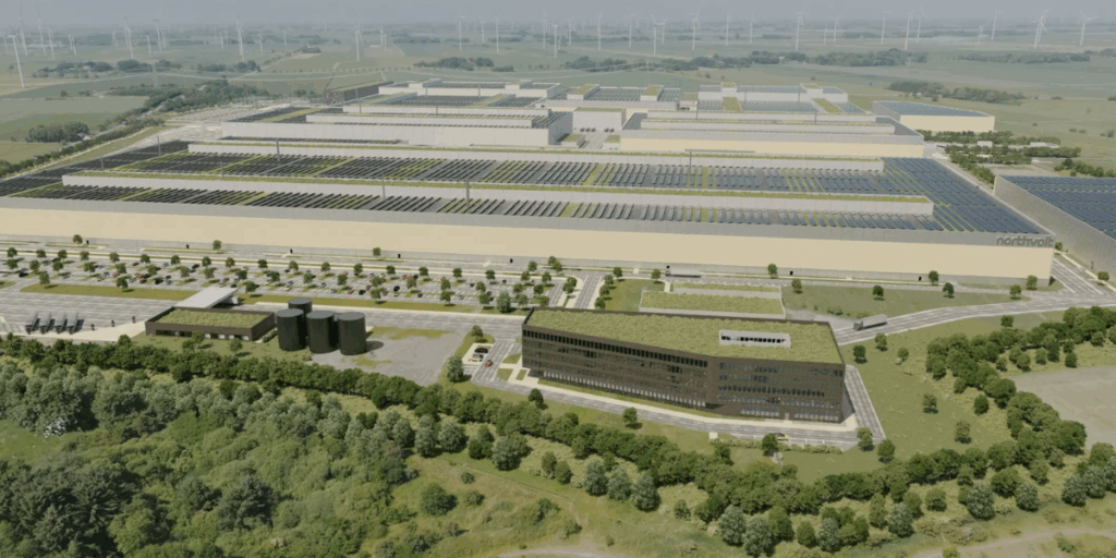 Illustration av fabriken vid Heide, i norra Tyskland. (Foto: Northvolt)